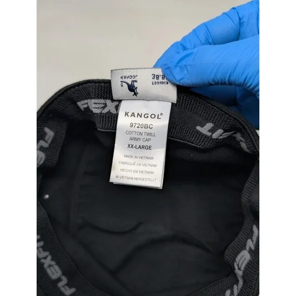 Vintage Kangol Army Hat Cadet Cap Fitted Flexfit XXL Black Twill Army Military - Picture 7 of 8